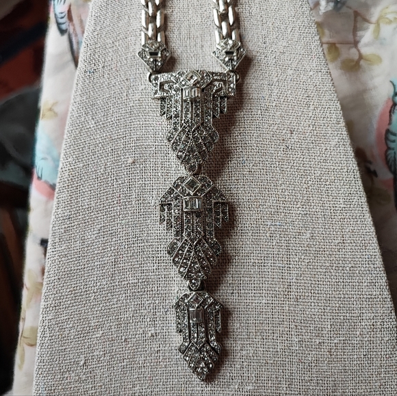 Stella and Dot Art Deco Revival Silver Tone All Clear Rhinestones - Picture 10 of 14